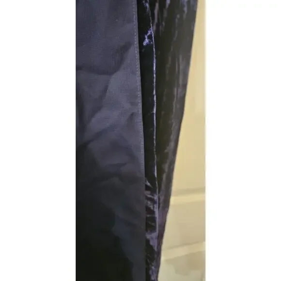 Madewell Navy Blue Crushed Velvet Slip Dress Criss Cross Back Midi Size M - Picture 9 of 9